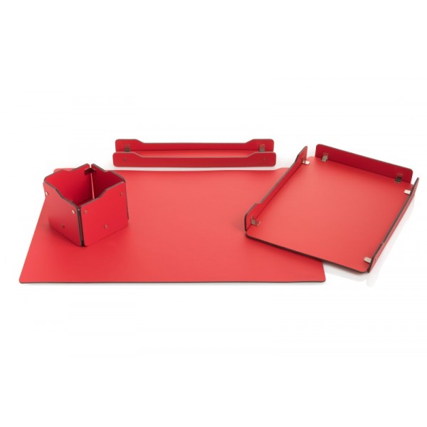 Set scrivania composto da 4 oggetti - colore rosso